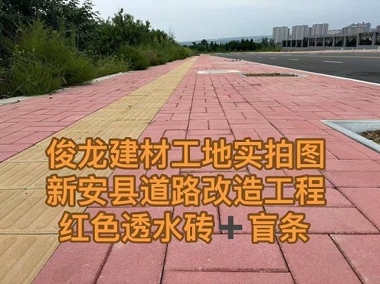 新安縣道路改造工程 紅色透水磚+盲條